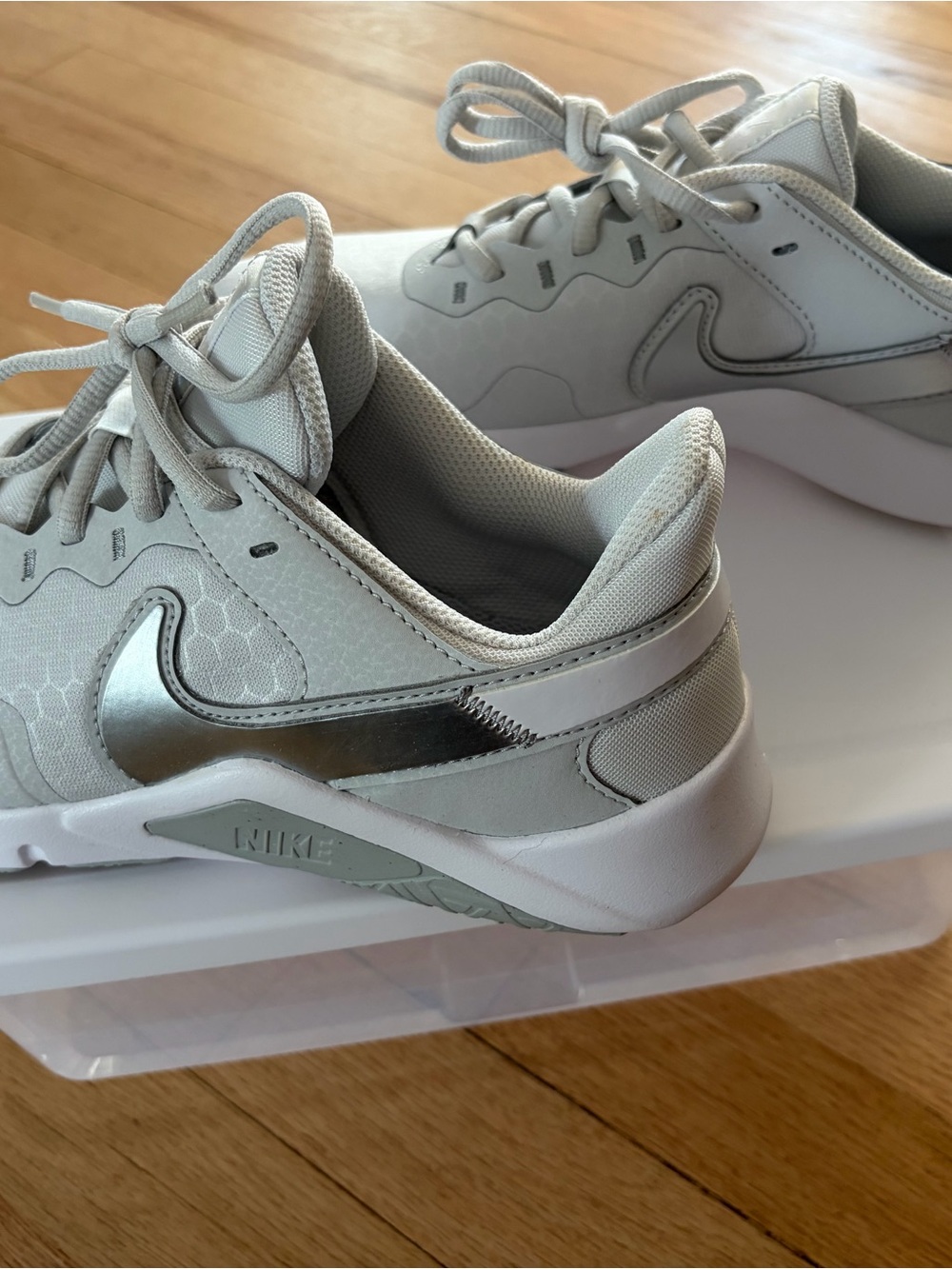 Nike Light Gray & Silver Low-Top Training Sneakers